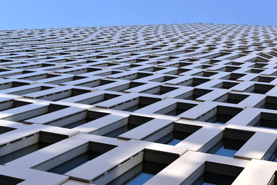 Low angle view of modern building against clear sky