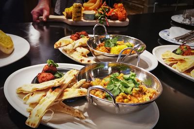 Close-up of food in plate on table