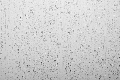 Full frame shot of raindrops on glass window