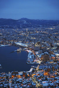 High angle view of city buildings