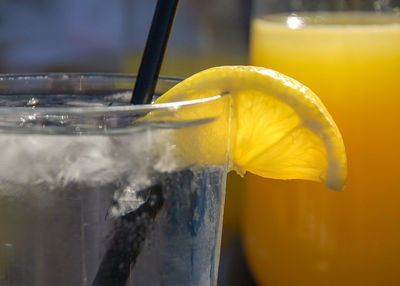 Close-up of beer in glass