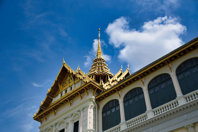 Low angle view of temple building against sky