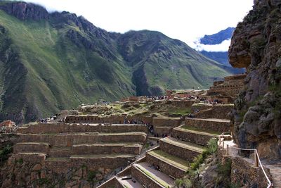 High angle view of ruins of mountain range