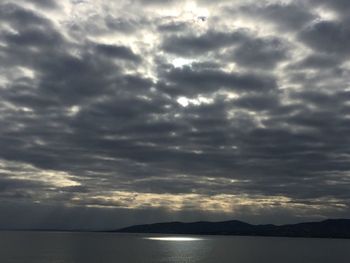Scenic view of sea against dramatic sky
