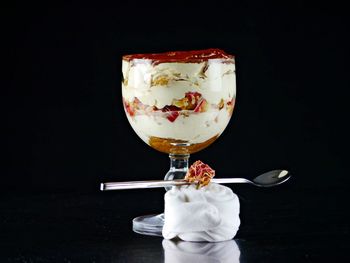 Close-up of ice cream against black background