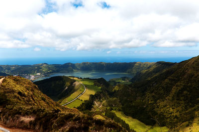 High angle view of landscape against sky