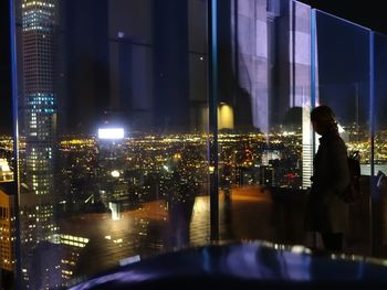 Illuminated cityscape at night