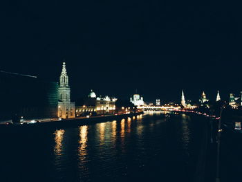 View of illuminated city at night