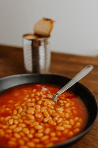 Plate with canned baked beans