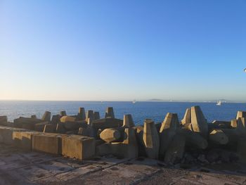 Scenic view of sea against clear sky