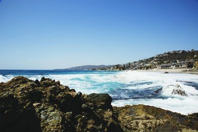 Scenic view of sea against clear sky