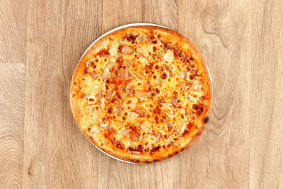 High angle view of pizza