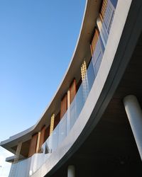 Low angle view of modern building against clear sky