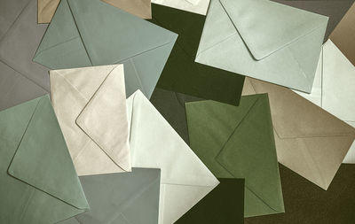 Different colored envelopes on the table