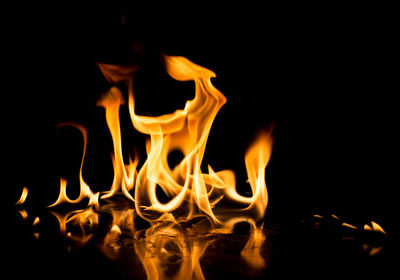 Close-up of bonfire at night