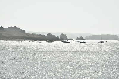 Scenic view of sea against clear sky