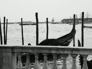 Boats moored in sea