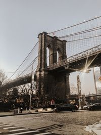 Low angle view of suspension bridge