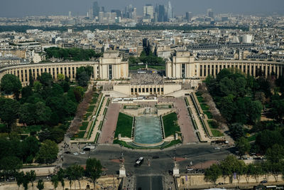 High angle view of buildings in city