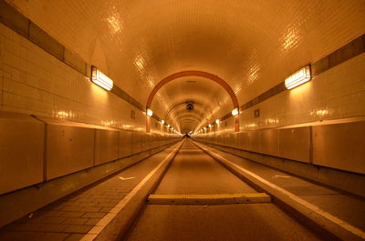 Illuminated subway tunnel