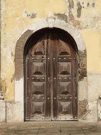 Closed door of old building