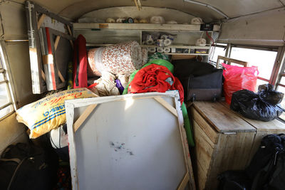 View of sleeping in bus