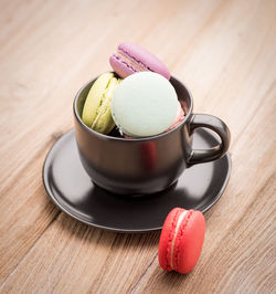 Close-up of ice cream on table