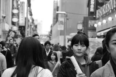 Woman looking at city