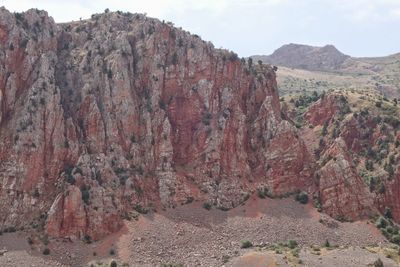 Rock formations on landscape against sky