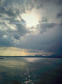 Scenic view of sea against cloudy sky