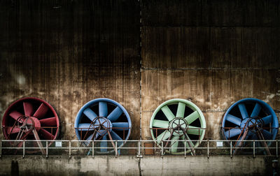 Colorful air ducts at industrial building