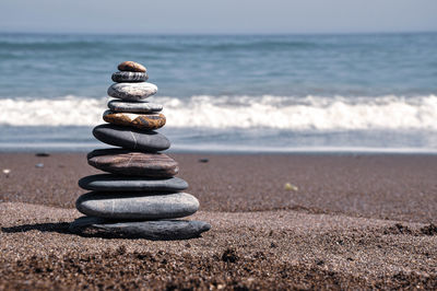 Stack of stones on beach