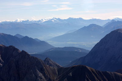 Panoramic view of mountains against sky