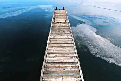 High angle view of pier over sea