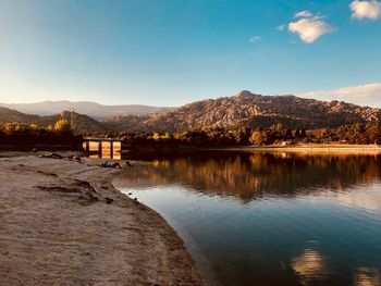 Scenic view of lake against sky