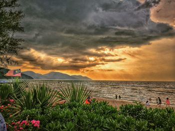 Scenic view of sea against sky during sunset