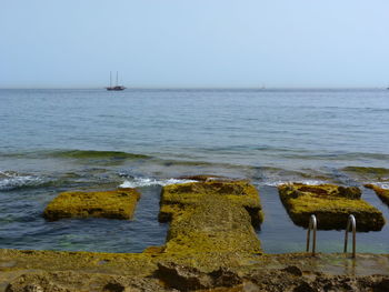 Scenic view of sea against clear sky