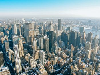 High angle view of city against sky