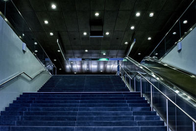 Low angle view of staircase at subway station