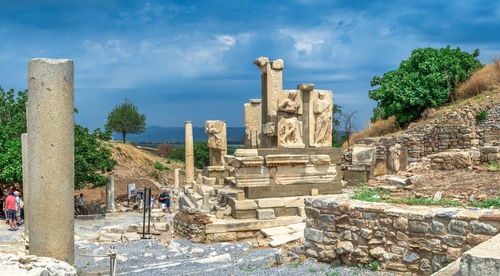 View of temple against cloudy sky