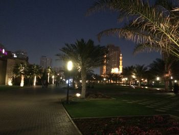 Illuminated building at night