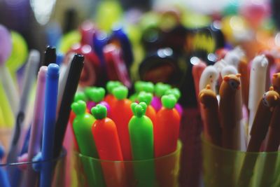 Close-up of multi colored candies in store