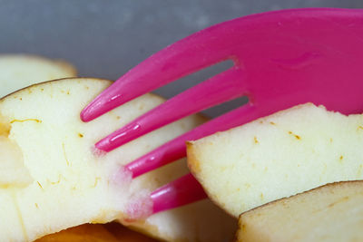 Close-up of pink slices in plate