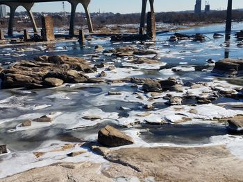 Scenic view of beach during winter