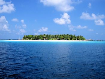 View of calm blue sea against sky