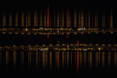 Reflection of illuminated buildings in water