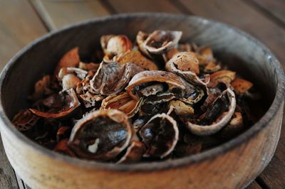 High angle view of noodles in bowl