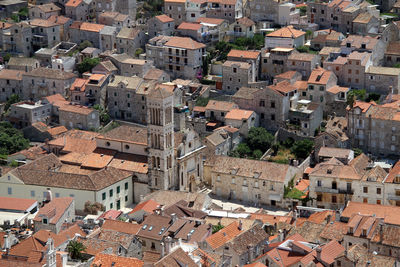 High angle view of residential district