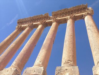 Low angle view of ancient temple against sky