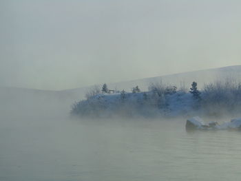 Scenic view of land against sky during winter